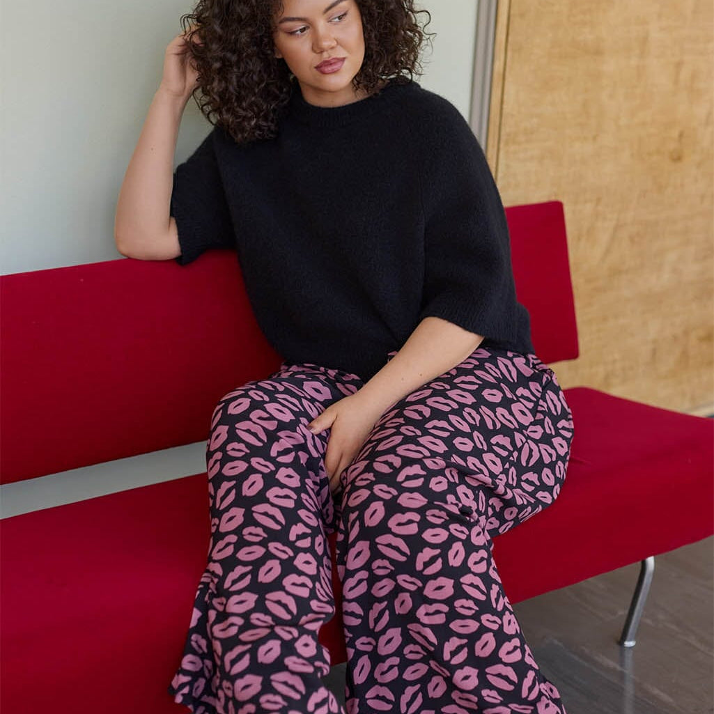 Bisous Pleated Wide Leg Pants -Housut | Licorice Aikuisten housut Oh, Oui!