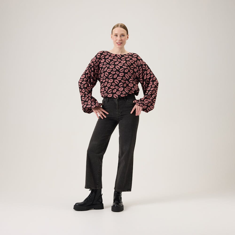 Bisous Volume Sleeve Blouse -Paita | Licorice Aikuisten paita Oh, Oui!
