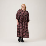 Bisous Volume Sleeve Midi Dress -Mekko | Licorice Aikuisten mekko Oh, Oui!