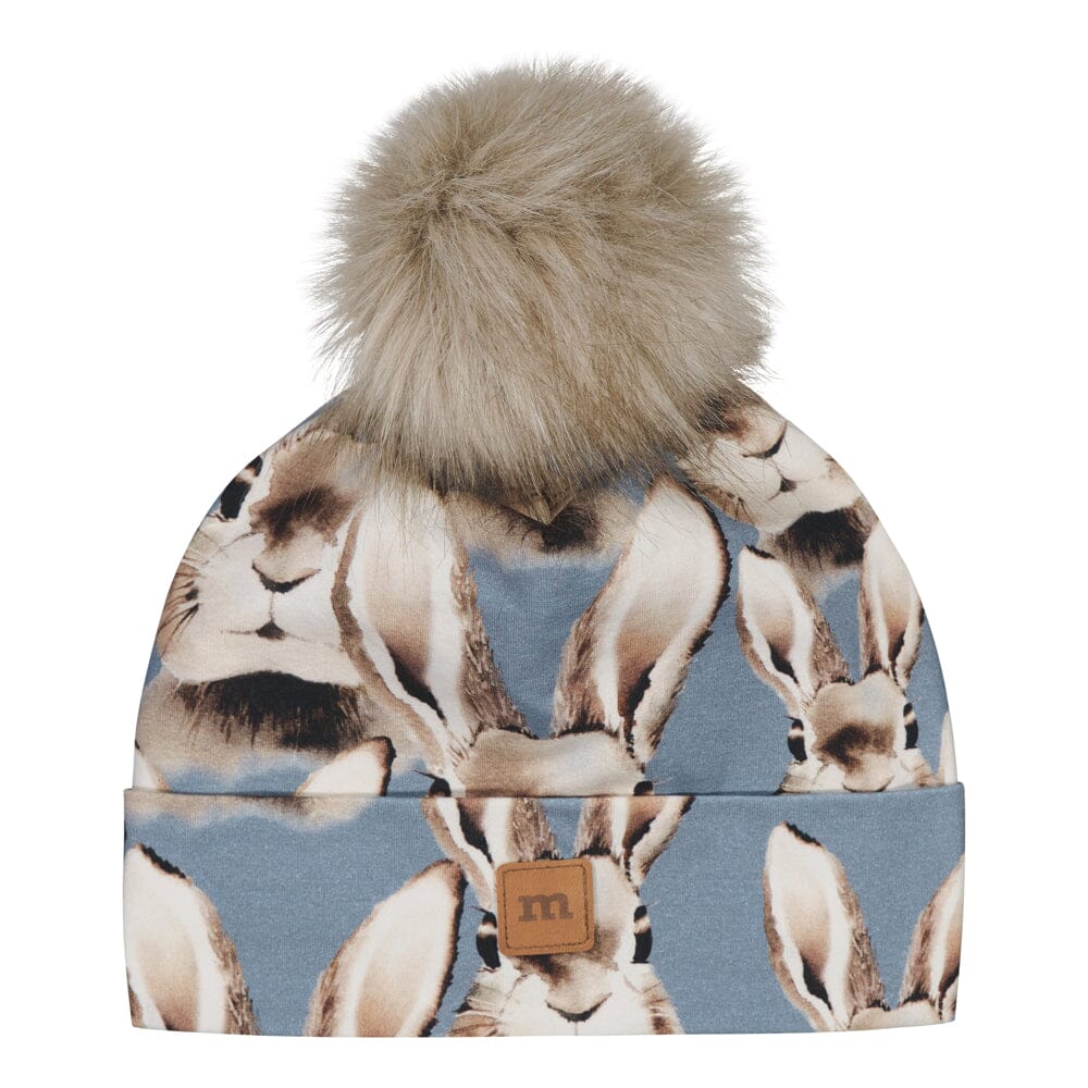Bunny Beanie With Fur Pom | Frosty Blue Pipo Winter Wonders