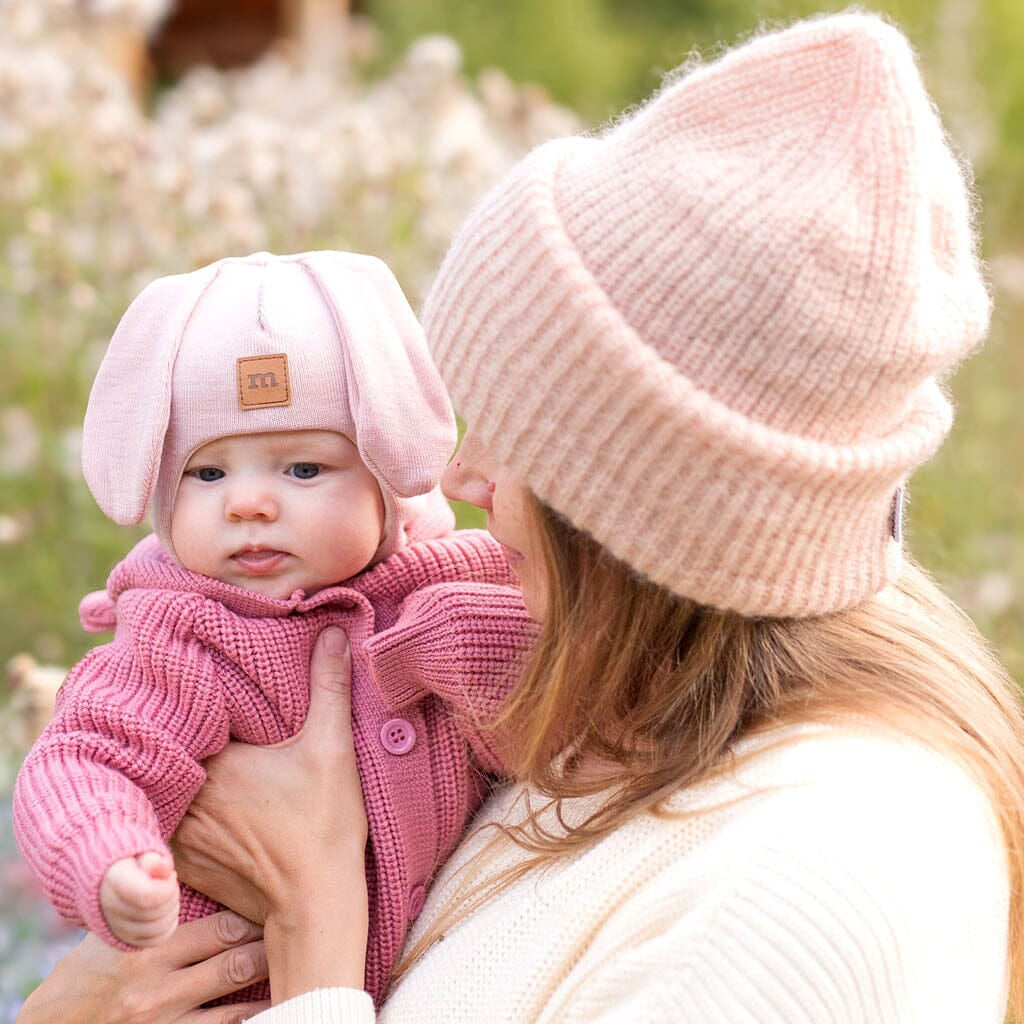 Bunny Helmet -Merinovilla Kypärämyssy | Hearty Pink Pipo Happy Hearts