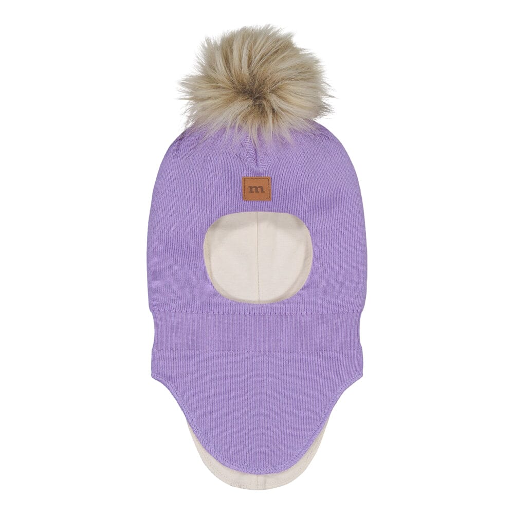 Fur Pom Pom -Kypärämyssy, Merinovilla | Icy Lilac Pipo Happy Hearts