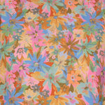 Lähikuva Lilly-kuosista joka on monivärinen kukkakuosi. 