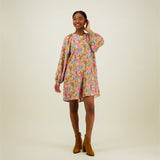 Naisten tunikamallinen viskoosimekko Cynthia De Vitin kuosilla, pitkät puhvihihat ja sivutaskut