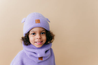 MERINO BEAR KNIT BEANIE | ICY LILAC Pipo Little Things in Life