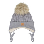 Merino Fur Pom Cable Baby Beanie | Cloudy Pipo Happy Hearts