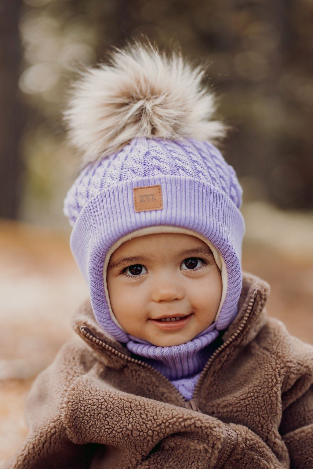 MERINO FUR POM CABLE BABY BEANIE | ICY LILAC Pipo Little Things in Life