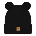 Merino Knitted Pom Pom Beanie | Black Pipo Happy Hearts