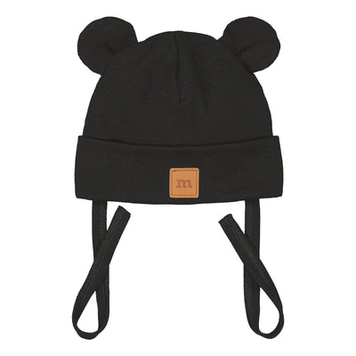 MERINO RIB BEAR BABY BEANIE | BLACK Pipo Little Things in Life