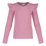 Rib Frilla Shirt Ls | Frosty Pink Pitkähihainen paita Winter Wonders