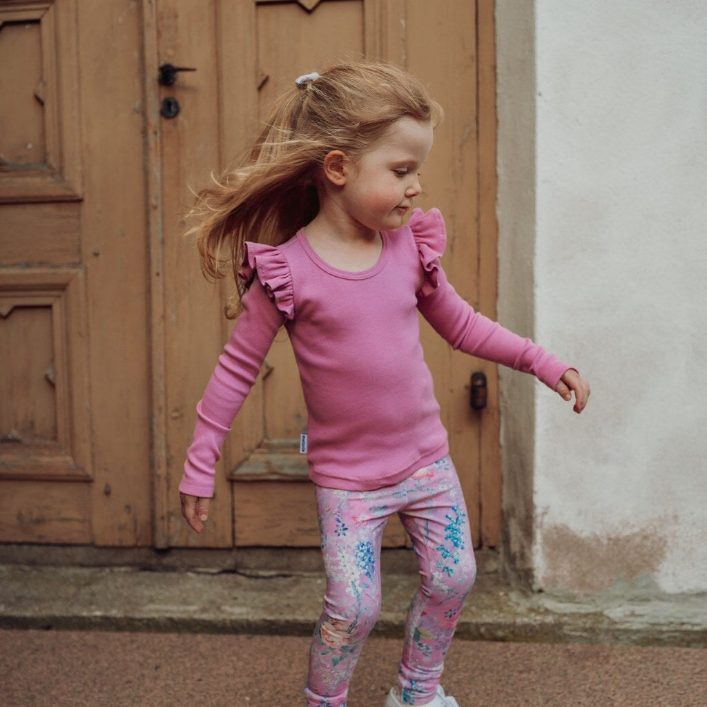 Rib Frilla Shirt Ls | Frosty Pink Pitkähihainen paita Winter Wonders