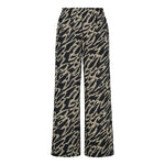 Tuotekuva naisten mustat suoralinjaiset housut kierrätyspolyesterista, reilunmittaisilla lahkeilla ja sivutaskuilla