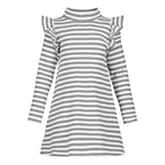 Striped Mock Neck Rib Dress -Mekko | Cloudy/Vanilla Mekko Under the Same Moon