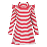 Striped Mock Neck Rib Dress -Mekko | Poppy/Vanilla Mekko Under the Same Moon
