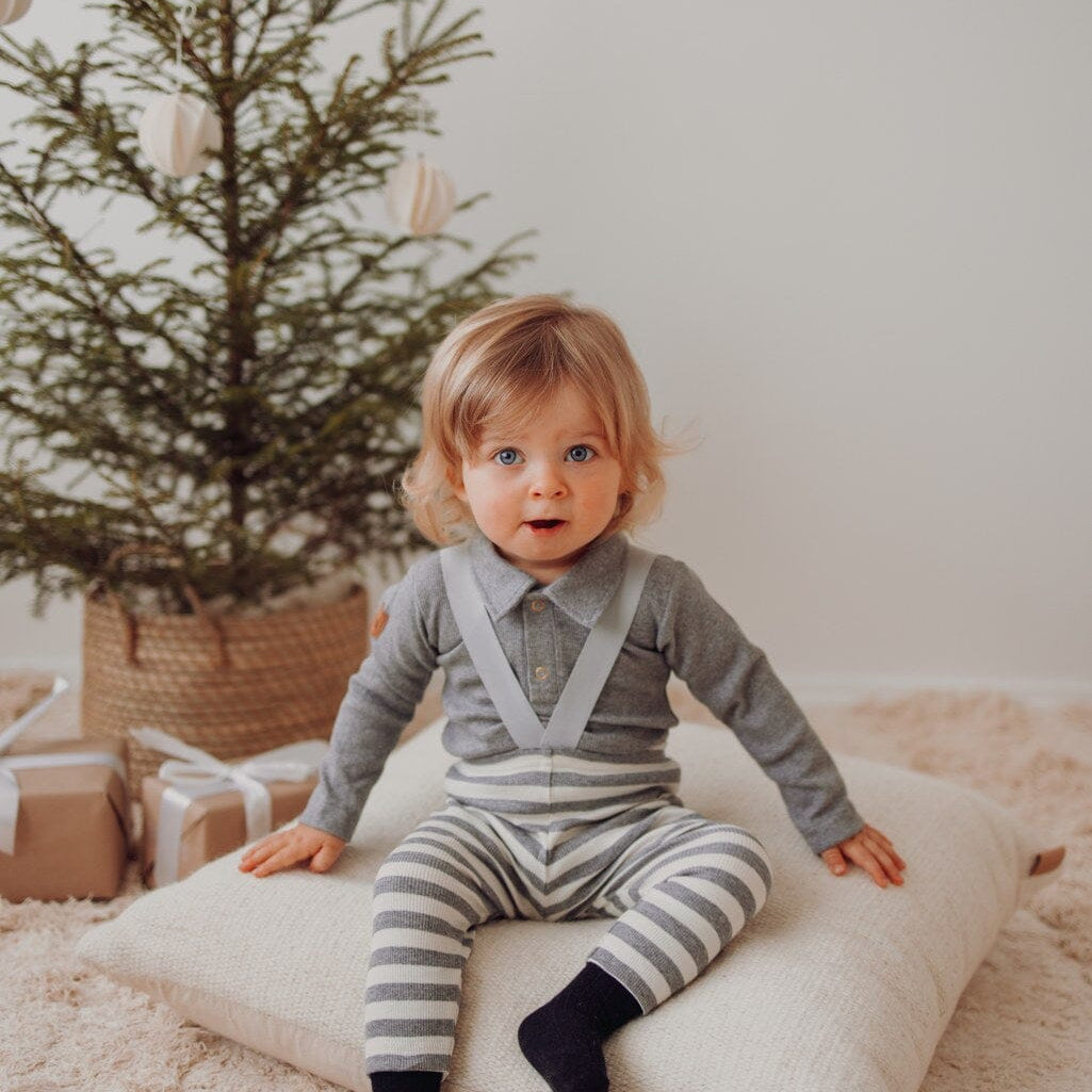 Striped Rib Brace Pants -Henkselihousut | Cloudy/Vanilla Housut Under the Same Moon