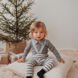 Striped Rib Brace Pants -Henkselihousut | Cloudy/Vanilla Housut Under the Same Moon