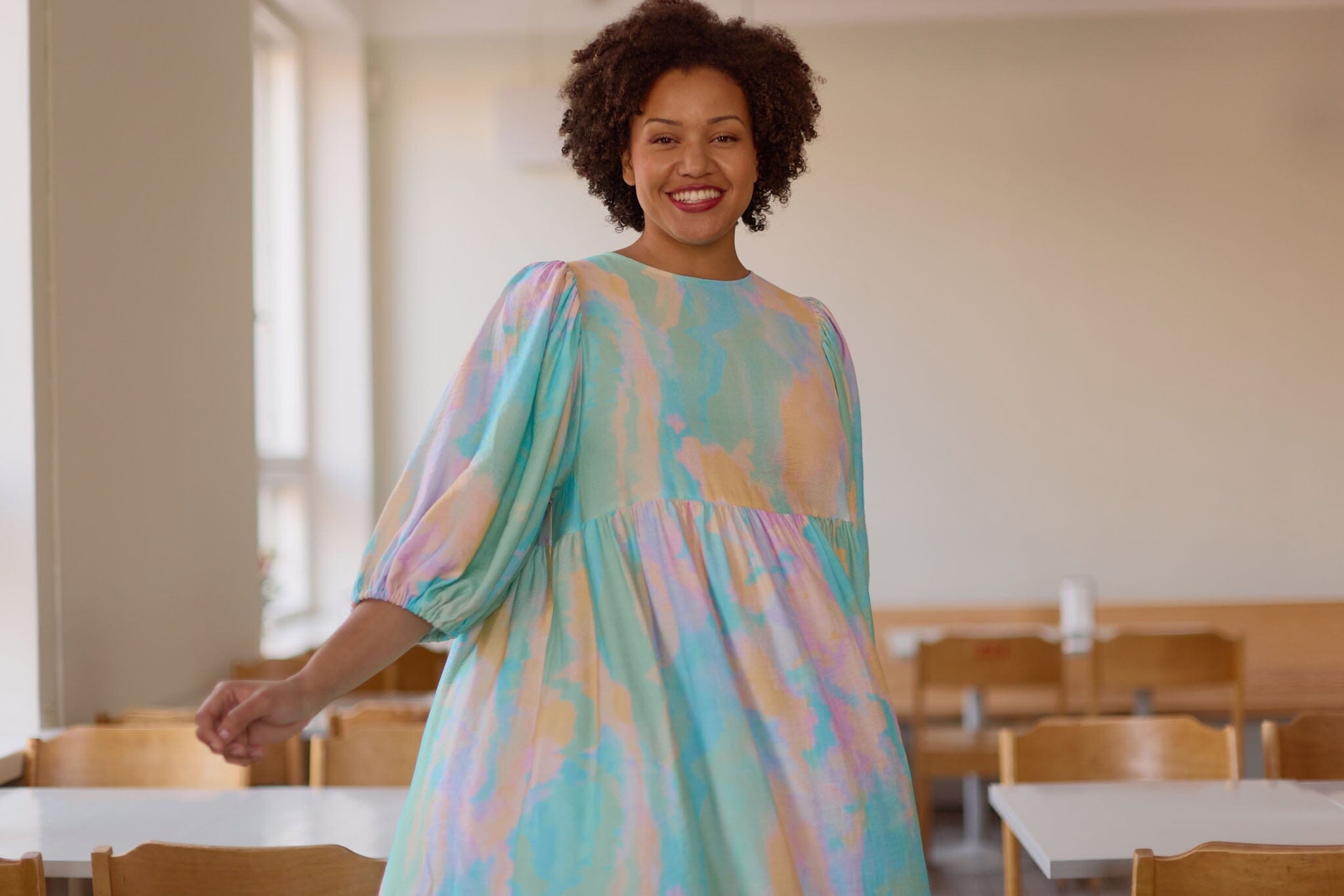 Sunset Puff Sleeve Midi Dress -Mekko Aikuisten mekko More Love