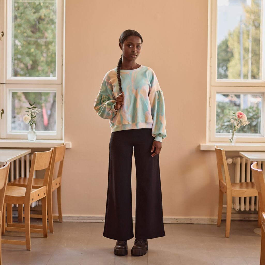 Sunset Womens Puff Sleeve Sweater -Collegepaita Aikuisten paita More Love