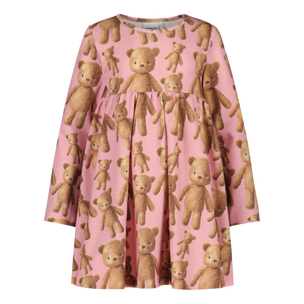 Teddy Bear Dress Ls | Warm Pink Mekko You Make Me Happy